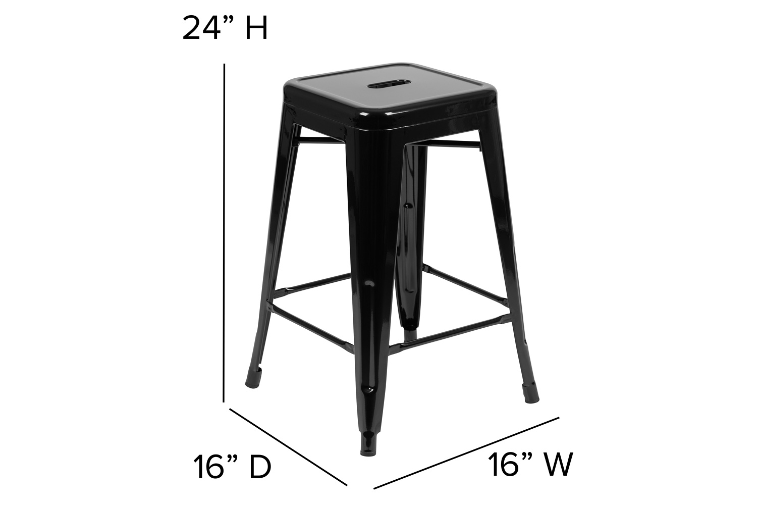 BLNK Cierra Metal Counter-Height Indoor Bar Stool Set of 4 - Black