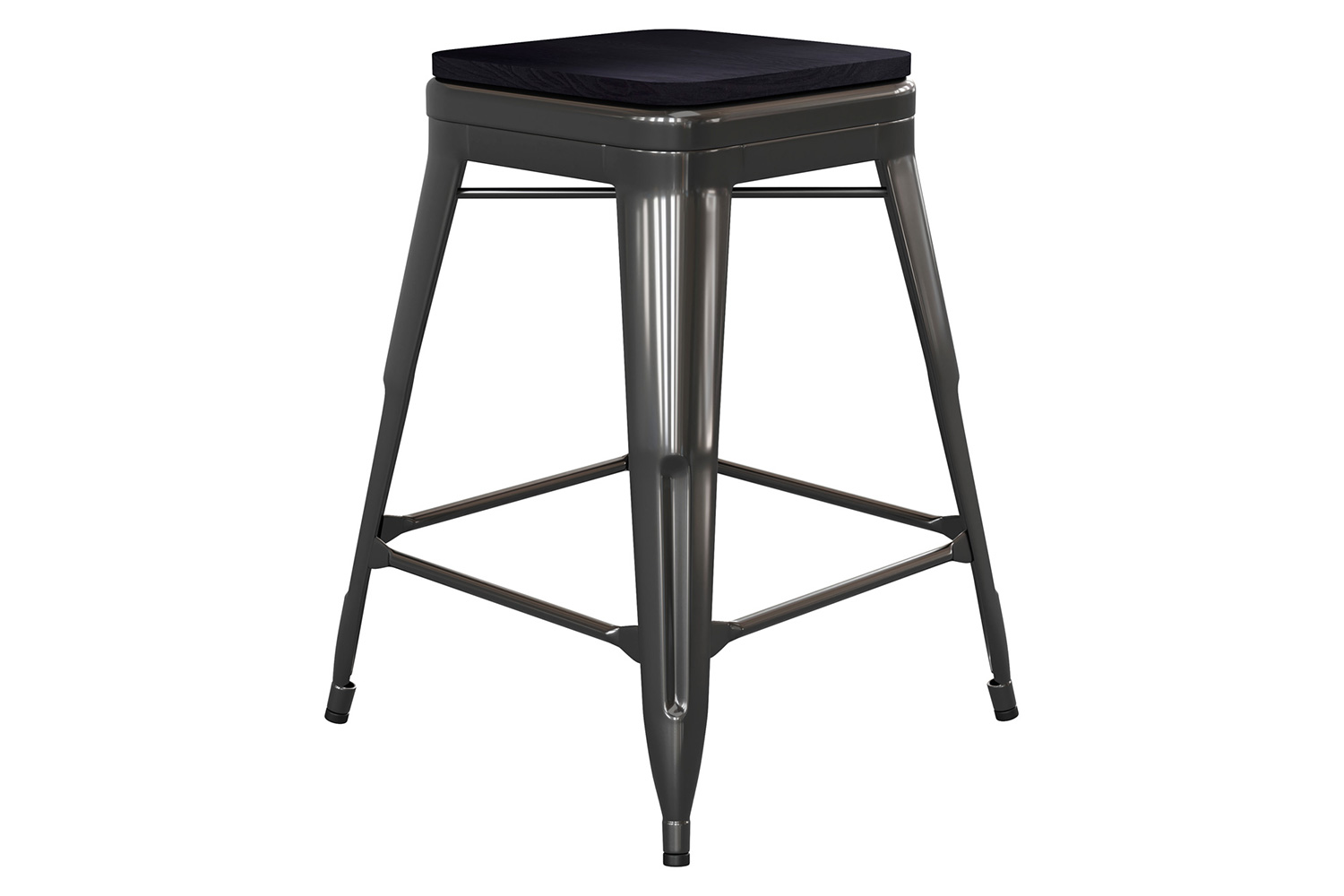 BLNK Cierra Commercial Metal Backless Indoor Counter Height Stools with All-Weather Poly Resin Seats Set of 4 - Black