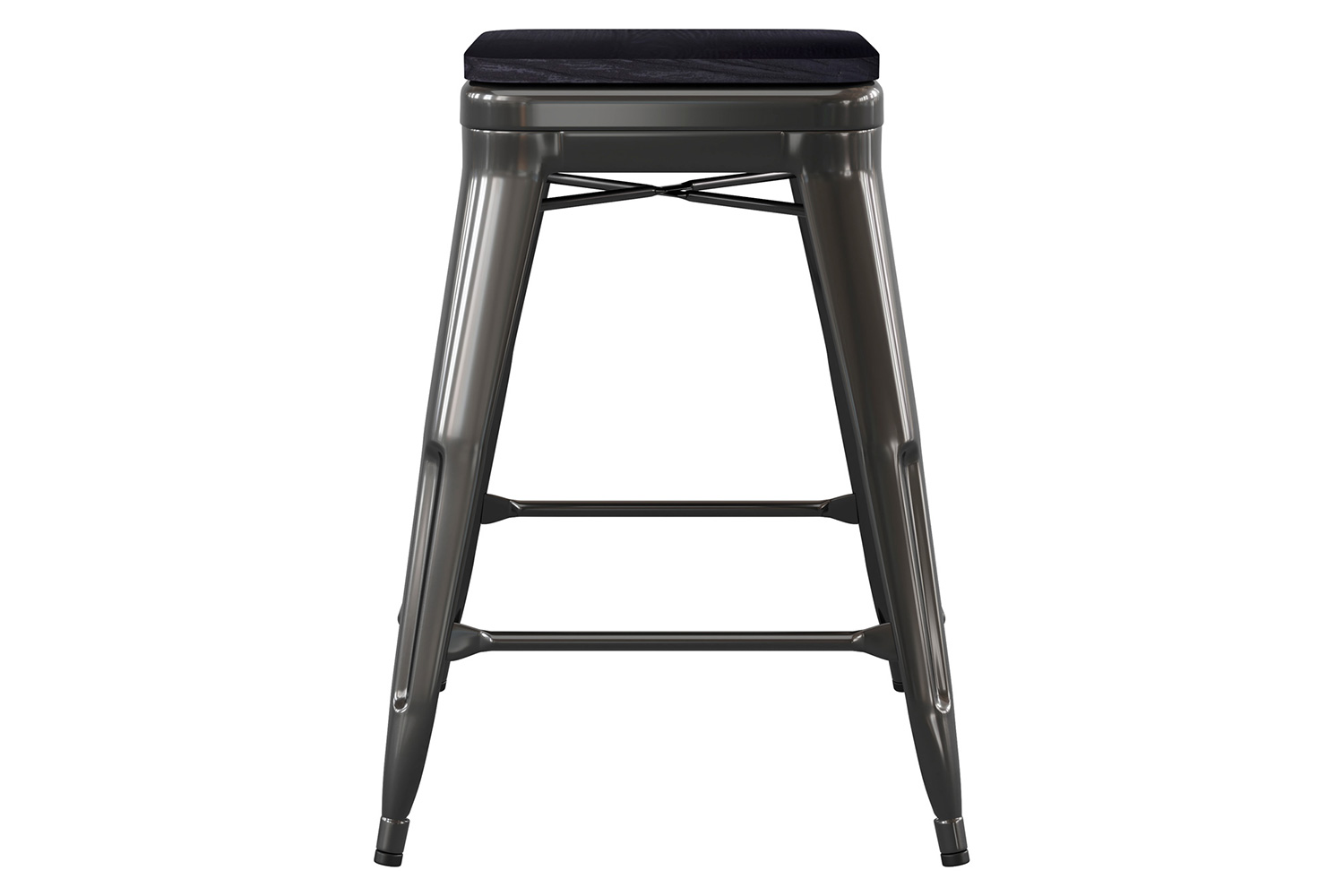 BLNK Cierra Commercial Metal Backless Indoor Counter Height Stools with All-Weather Poly Resin Seats Set of 4 - Black