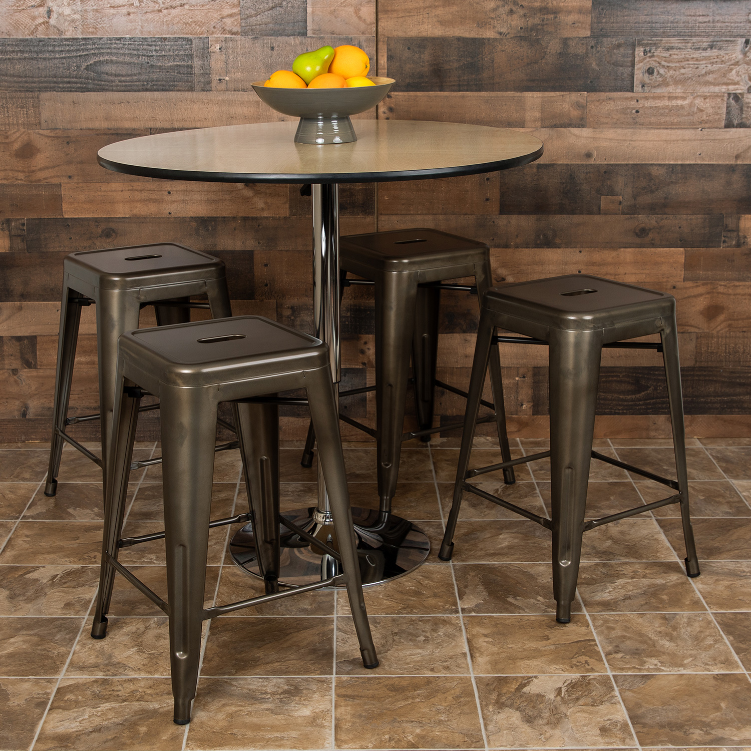 BLNK Cierra Metal Counter-Height Indoor Bar Stool Set of 4