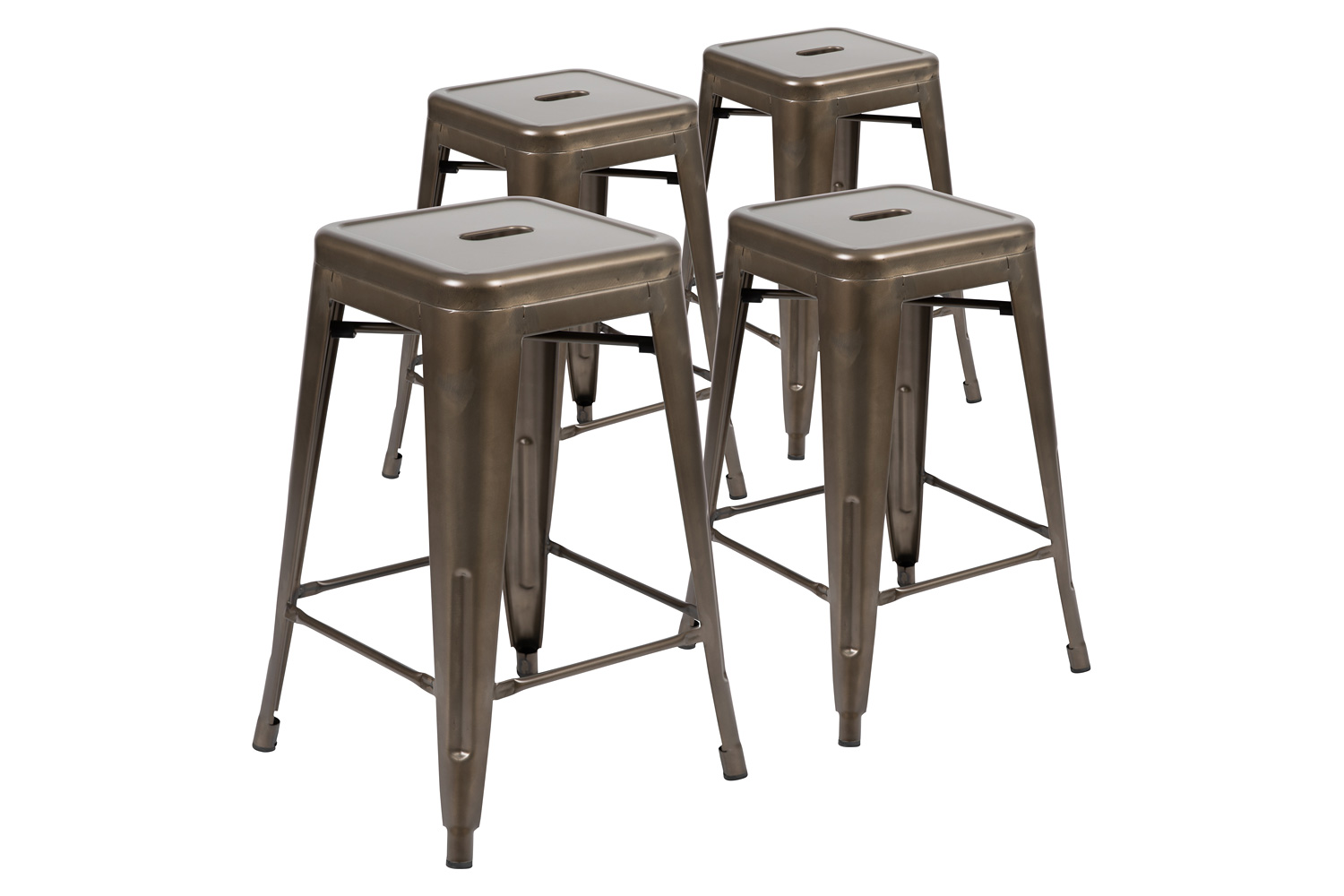 BLNK Cierra Metal Counter-Height Indoor Bar Stool Set of 4 - Gun Metal Gray