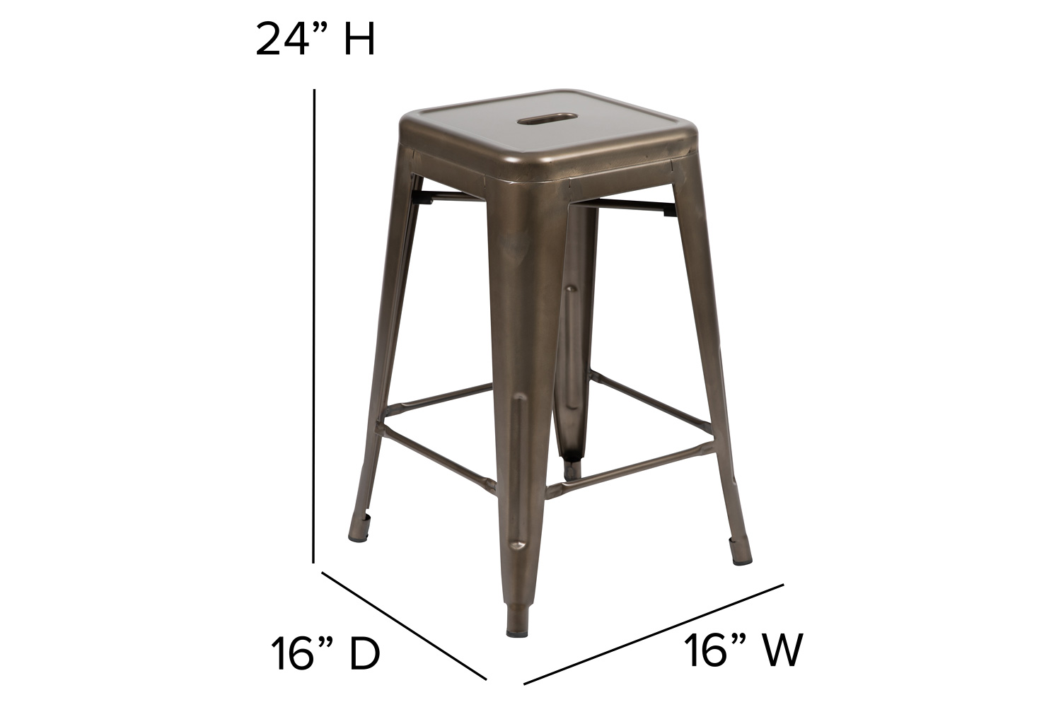 BLNK Cierra Metal Counter-Height Indoor Bar Stool Set of 4 - Gun Metal Gray