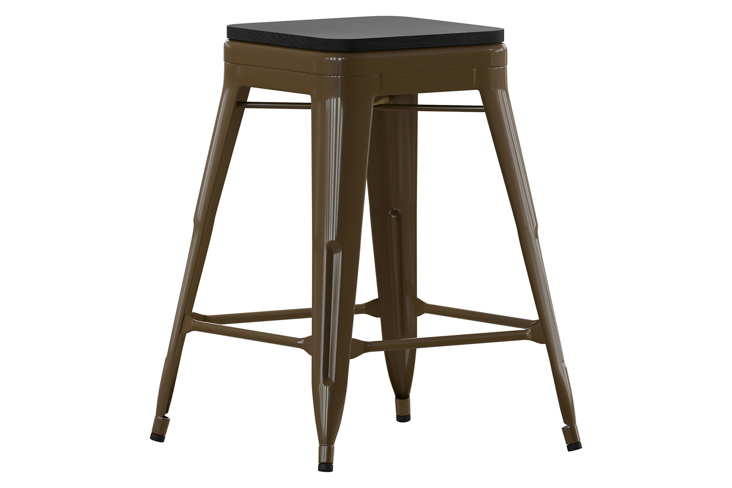 BLNK Cierra Commercial Metal Backless Indoor Counter Height Stools with All-Weather Poly Resin Seats Set of 4 - Gunmetal