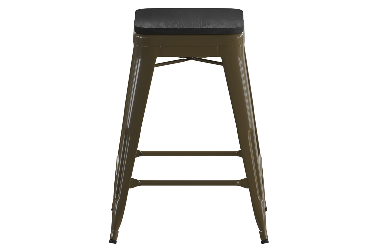 BLNK Cierra Commercial Metal Backless Indoor Counter Height Stools with All-Weather Poly Resin Seats Set of 4 - Gunmetal