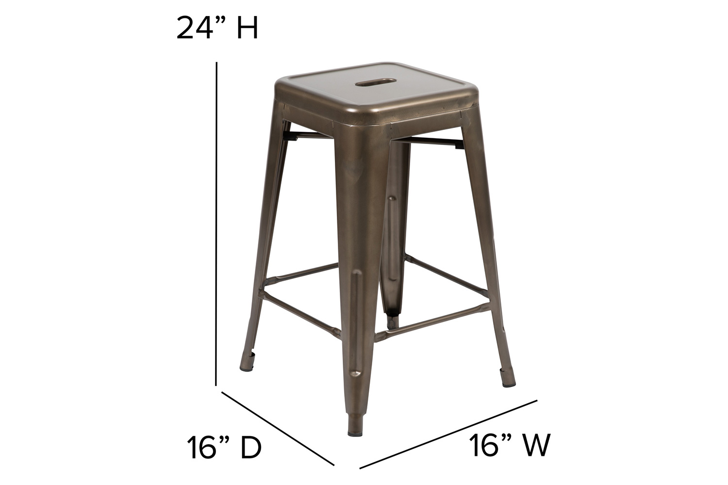 BLNK Cierra Commercial Metal Backless Indoor Counter Height Stools with All-Weather Poly Resin Seats Set of 4 - Gunmetal