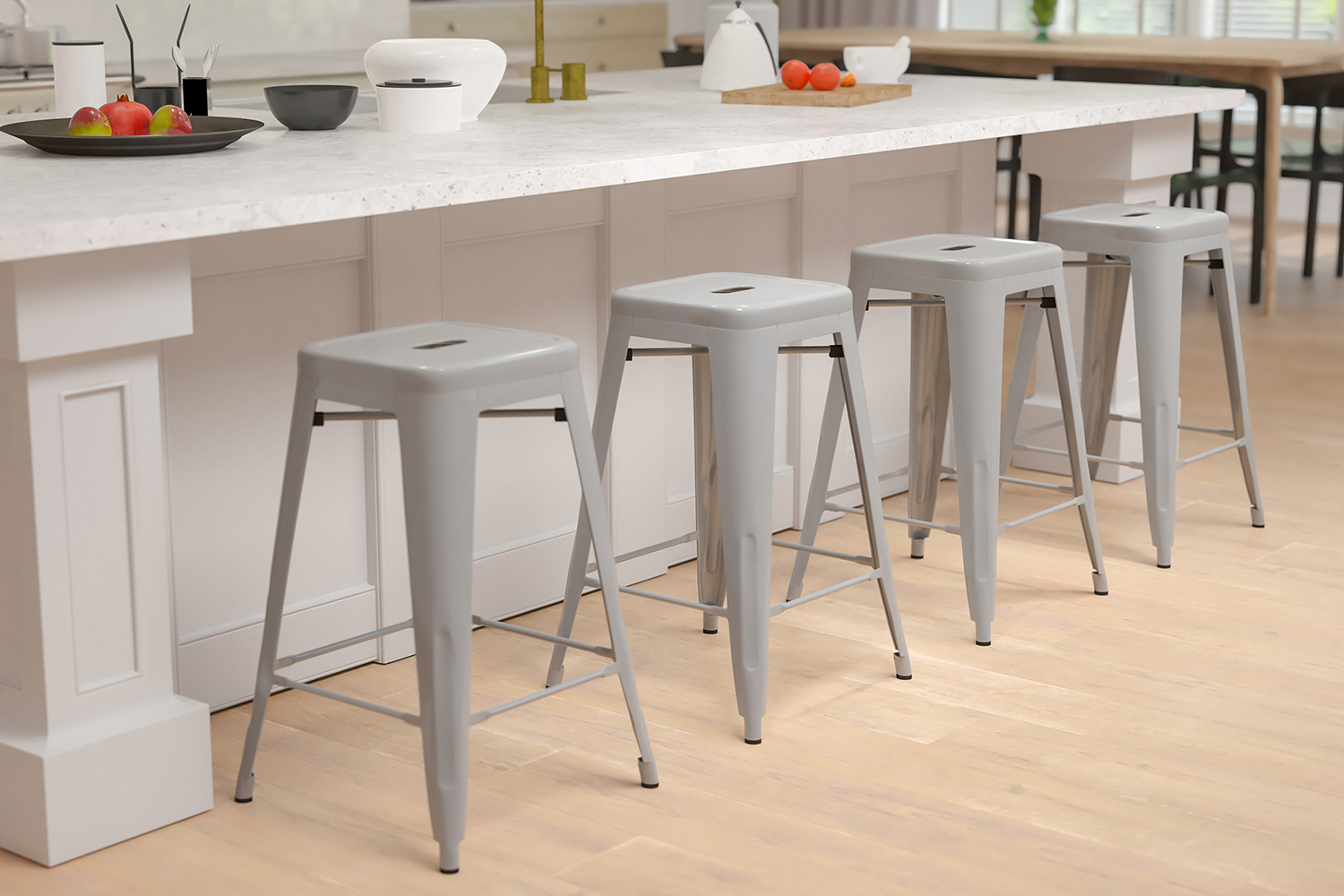 BLNK Cierra Metal Counter-Height Indoor Bar Stool Set of 4