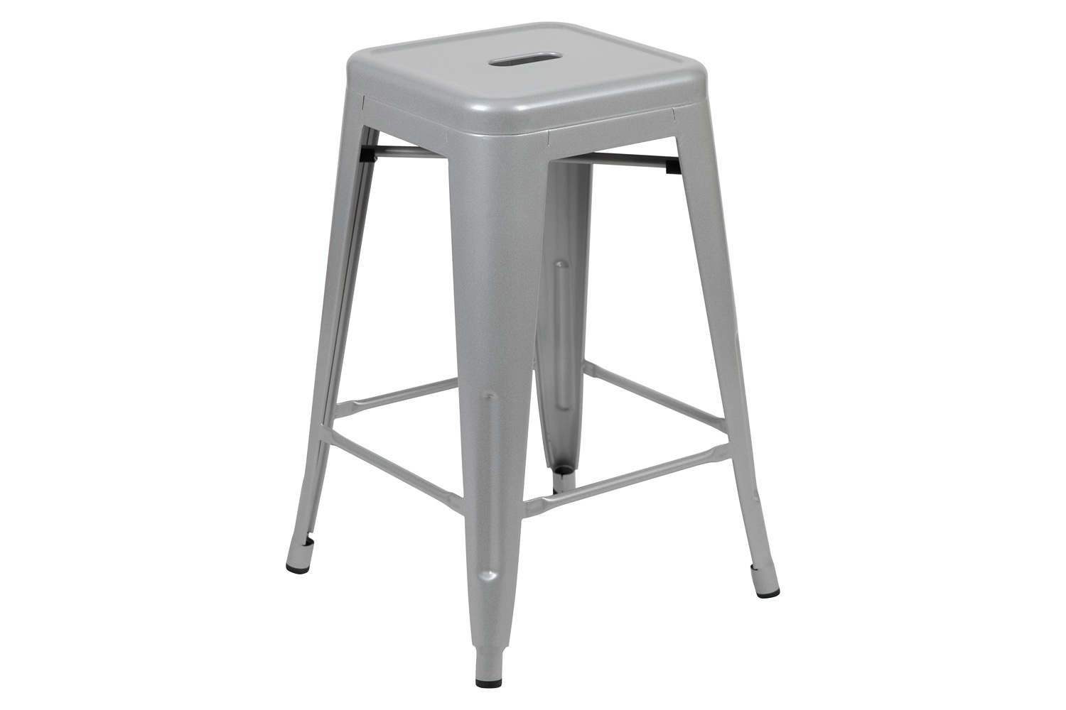 BLNK Cierra Metal Counter-Height Indoor Bar Stool Set of 4 - Silver