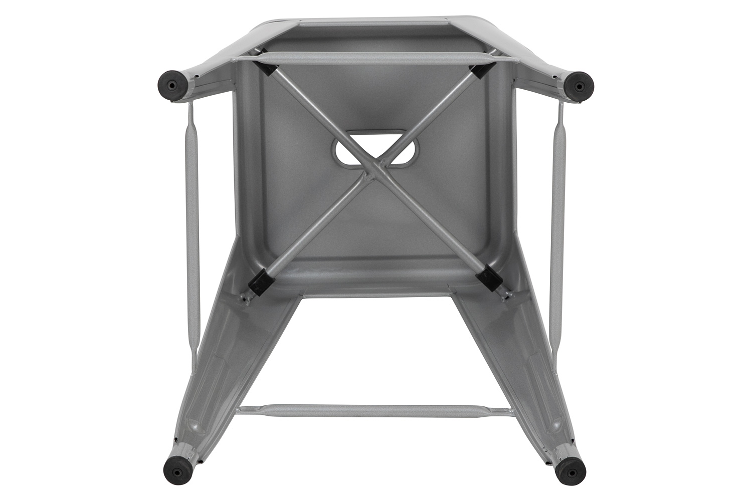 BLNK Cierra Metal Counter-Height Indoor Bar Stool Set of 4 - Silver