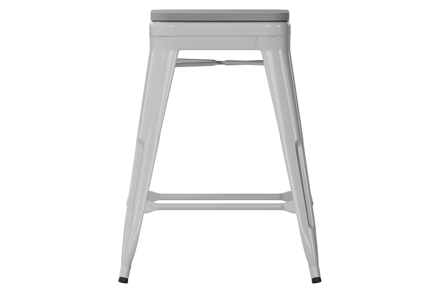 BLNK Cierra Commercial Metal Backless Indoor Counter Height Stools with All-Weather Poly Resin Seats Set of 4 - Silver