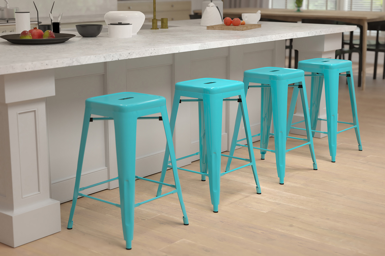 BLNK Cierra Metal Counter-Height Indoor Bar Stool Set of 4