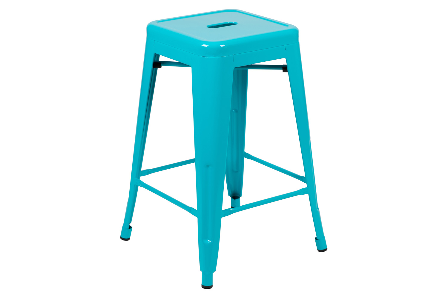 BLNK Cierra Metal Counter-Height Indoor Bar Stool Set of 4 - Teal