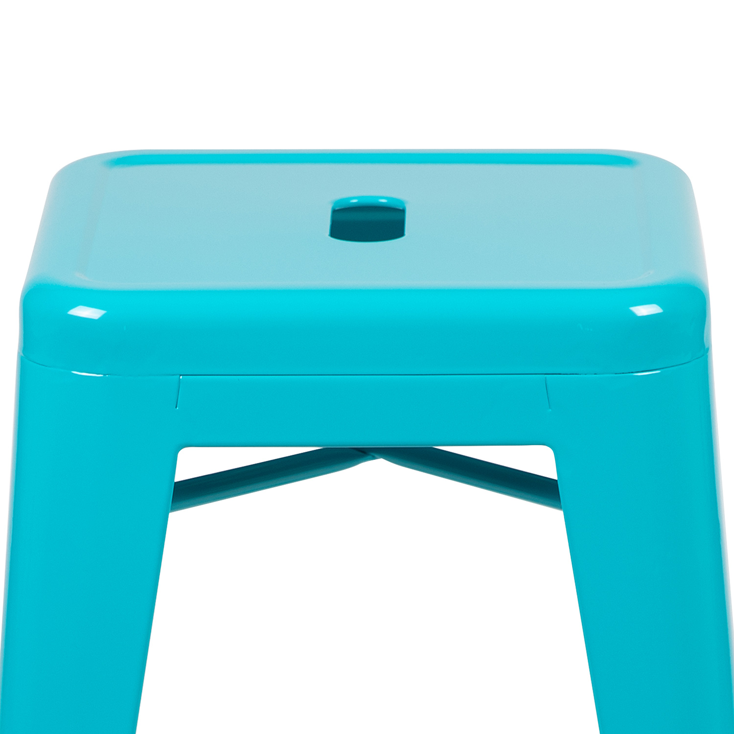 BLNK Cierra Metal Counter-Height Indoor Bar Stool Set of 4 - Teal