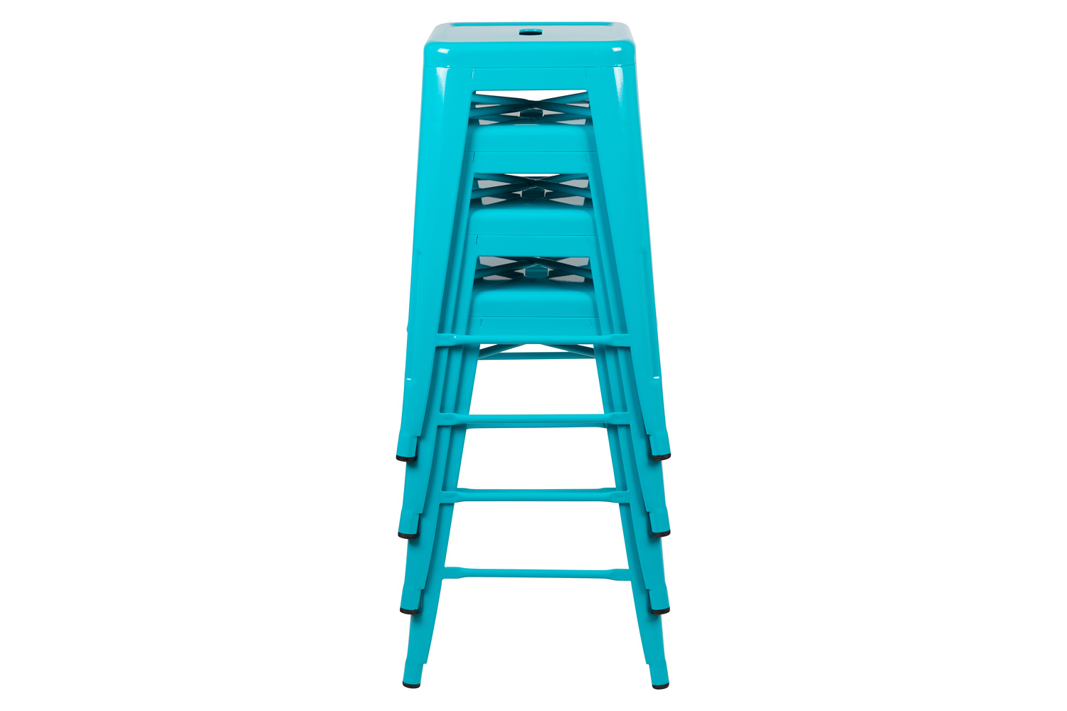 BLNK Cierra Metal Counter-Height Indoor Bar Stool Set of 4 - Teal