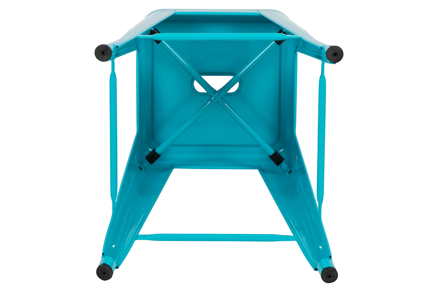 BLNK Cierra Metal Counter-Height Indoor Bar Stool Set of 4 - Teal