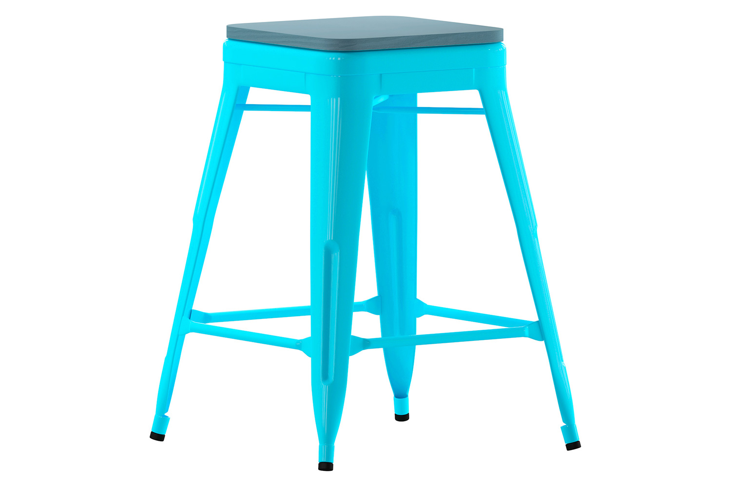 BLNK Cierra Commercial Metal Backless Indoor Counter Height Stools with All-Weather Poly Resin Seats Set of 4 - Teal