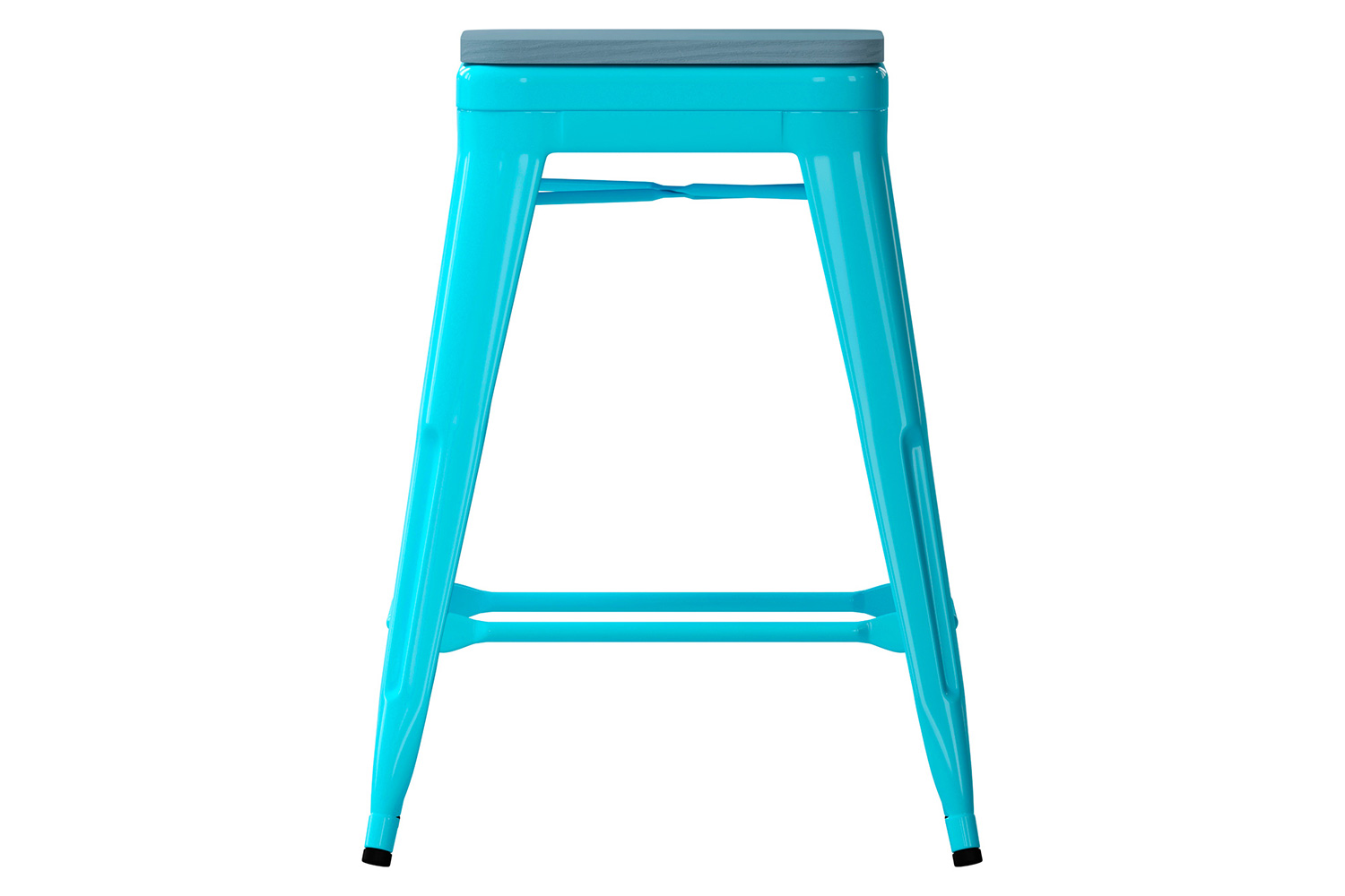 BLNK Cierra Commercial Metal Backless Indoor Counter Height Stools with All-Weather Poly Resin Seats Set of 4 - Teal