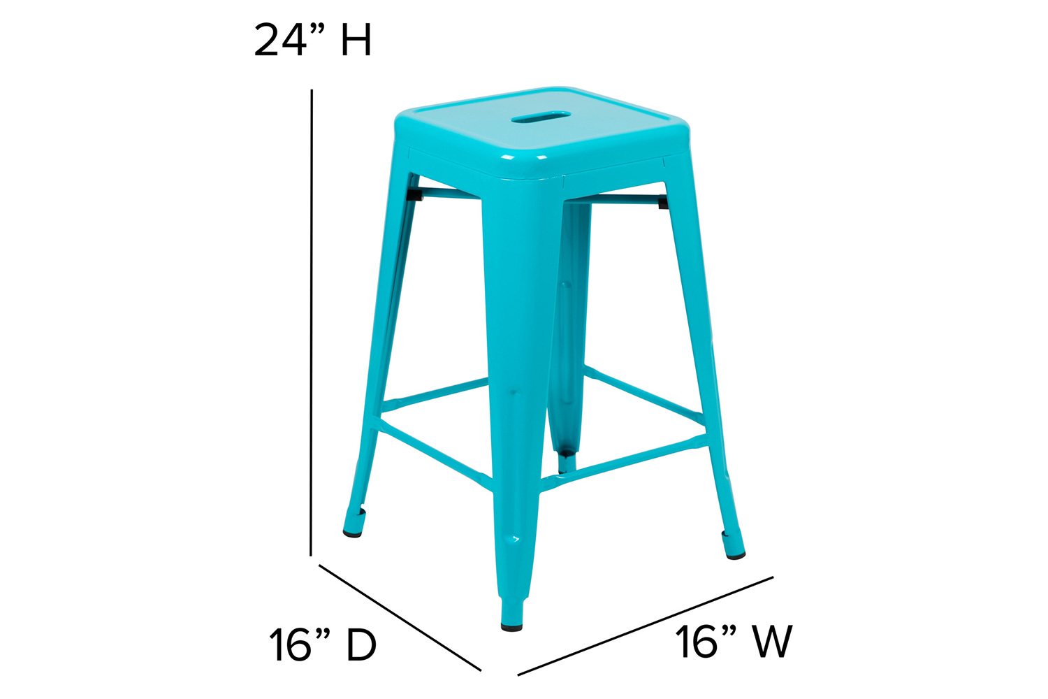 BLNK Cierra Commercial Metal Backless Indoor Counter Height Stools with All-Weather Poly Resin Seats Set of 4 - Teal