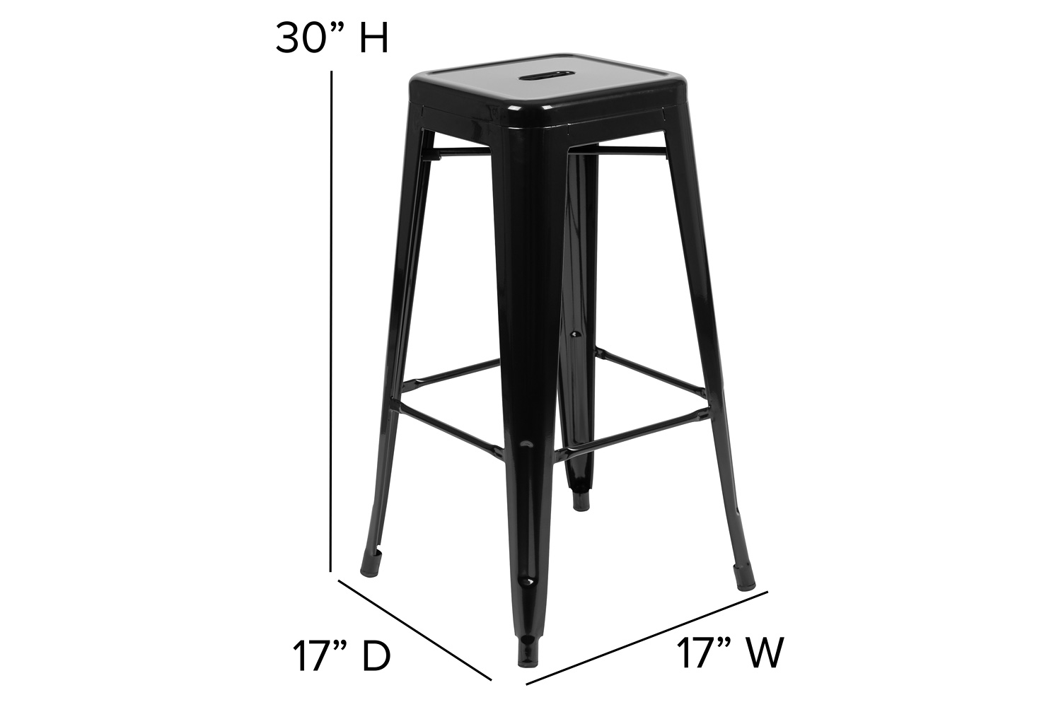 BLNK Cierra Metal Indoor Bar Stool Set of 4 - Black