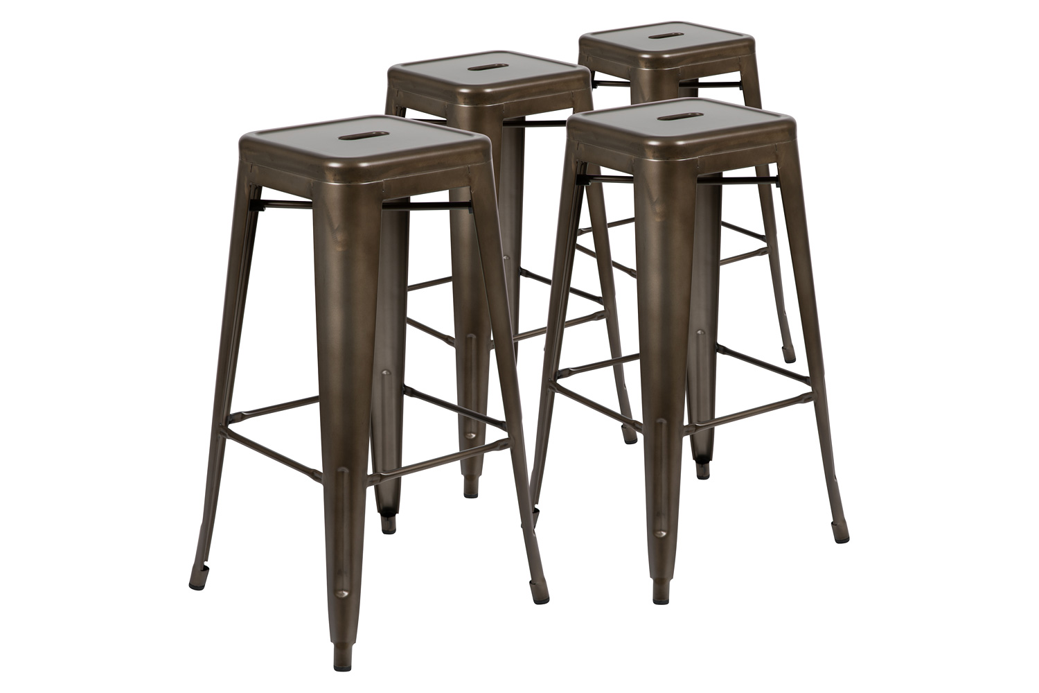 BLNK Cierra Metal Indoor Bar Stool Set of 4 - Gun Metal Gray