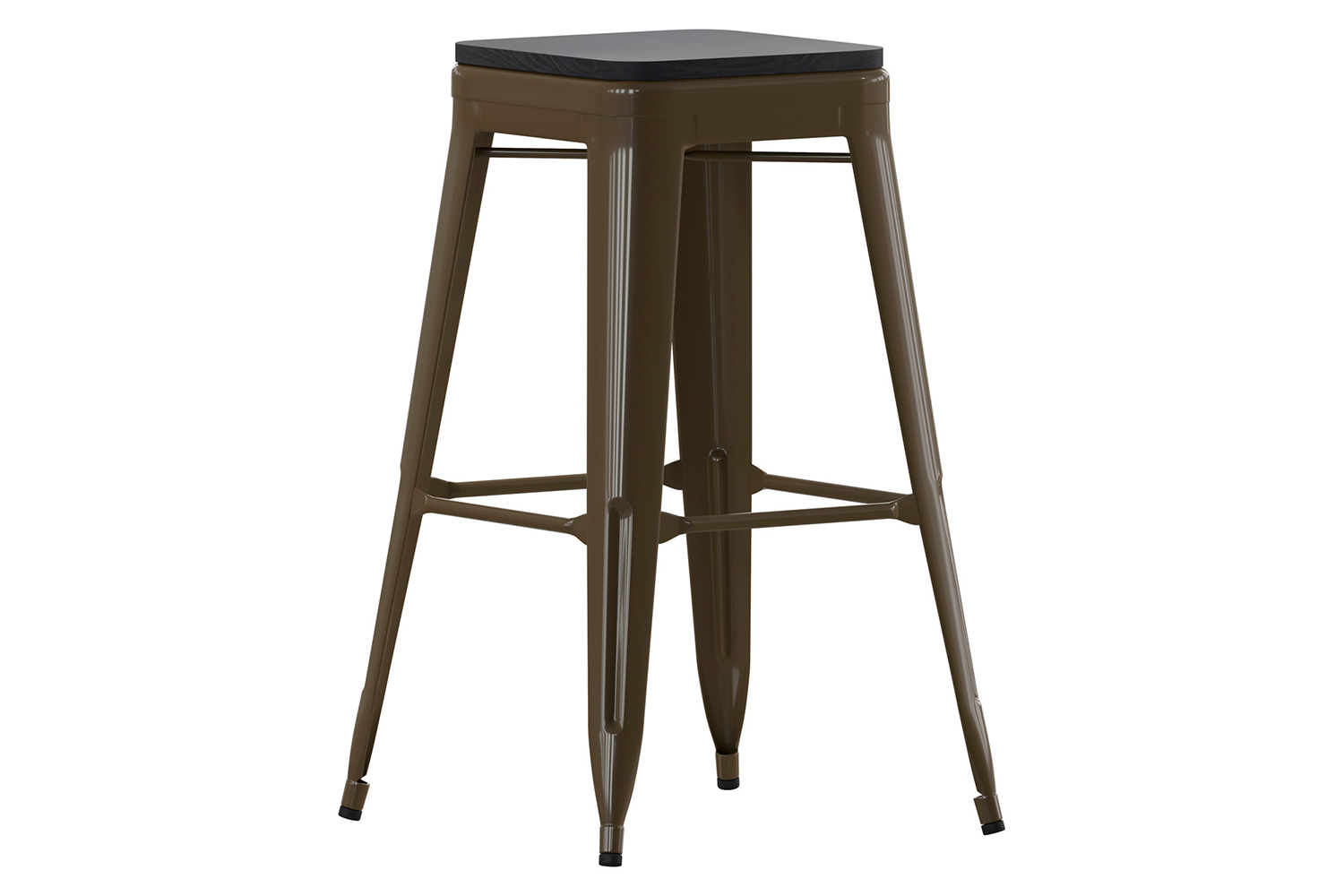 BLNK Cierra Commercial All-Weather Backless Indoor Bar Height Stools with Poly Resin Seats Set of 4 - Gunmetal/Black