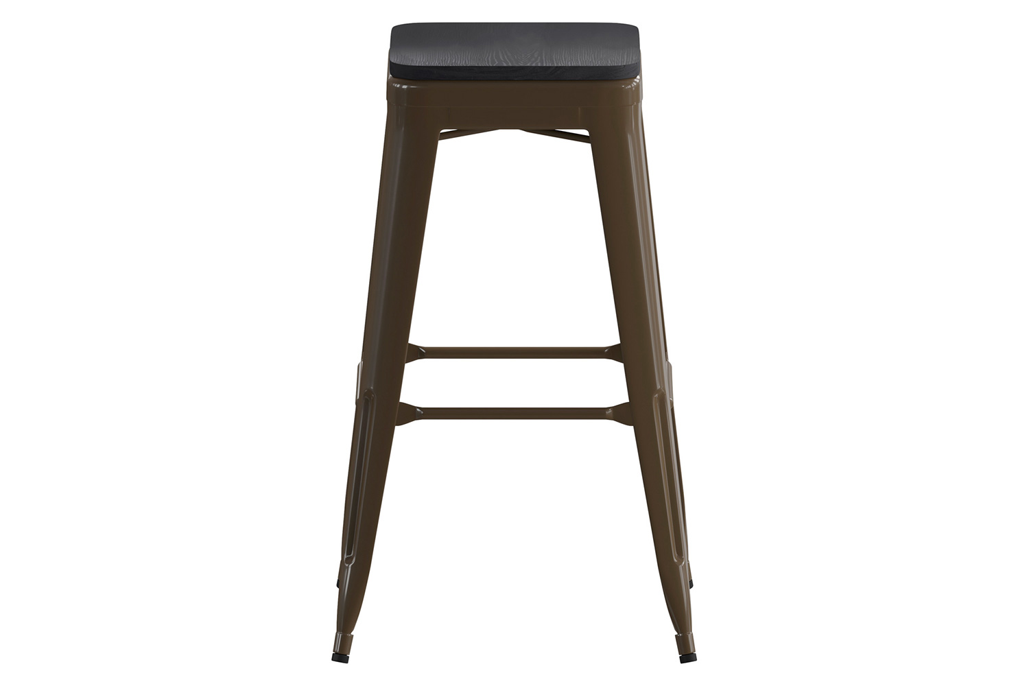 BLNK Cierra Commercial All-Weather Backless Indoor Bar Height Stools with Poly Resin Seats Set of 4 - Gunmetal/Black