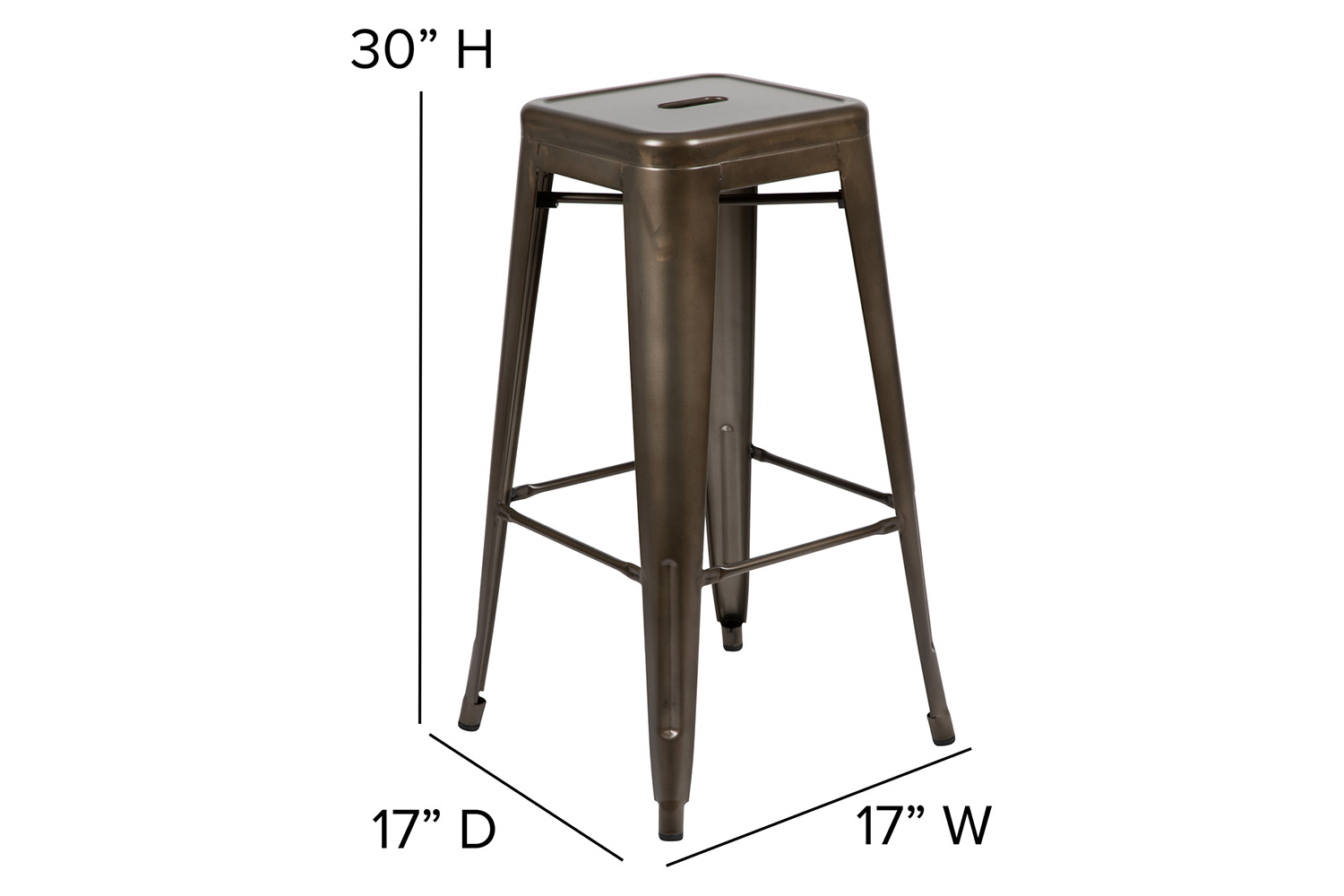 BLNK Cierra Commercial All-Weather Backless Indoor Bar Height Stools with Poly Resin Seats Set of 4 - Gunmetal/Black