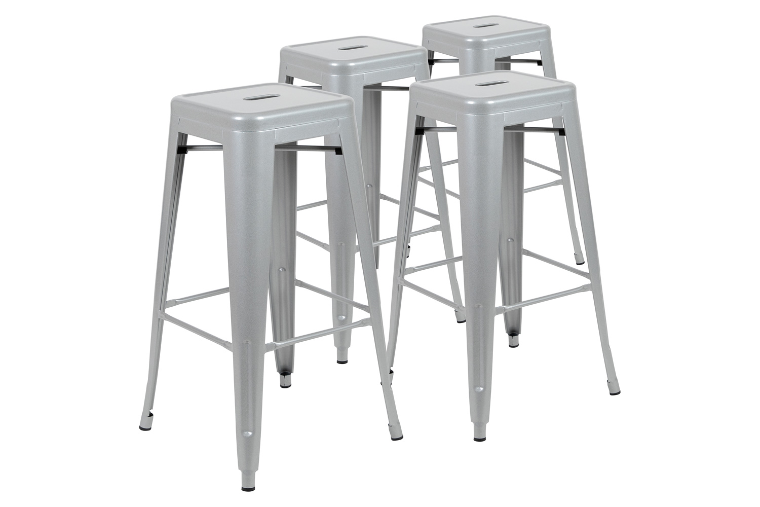 BLNK Cierra Metal Indoor Bar Stool Set of 4 - Silver