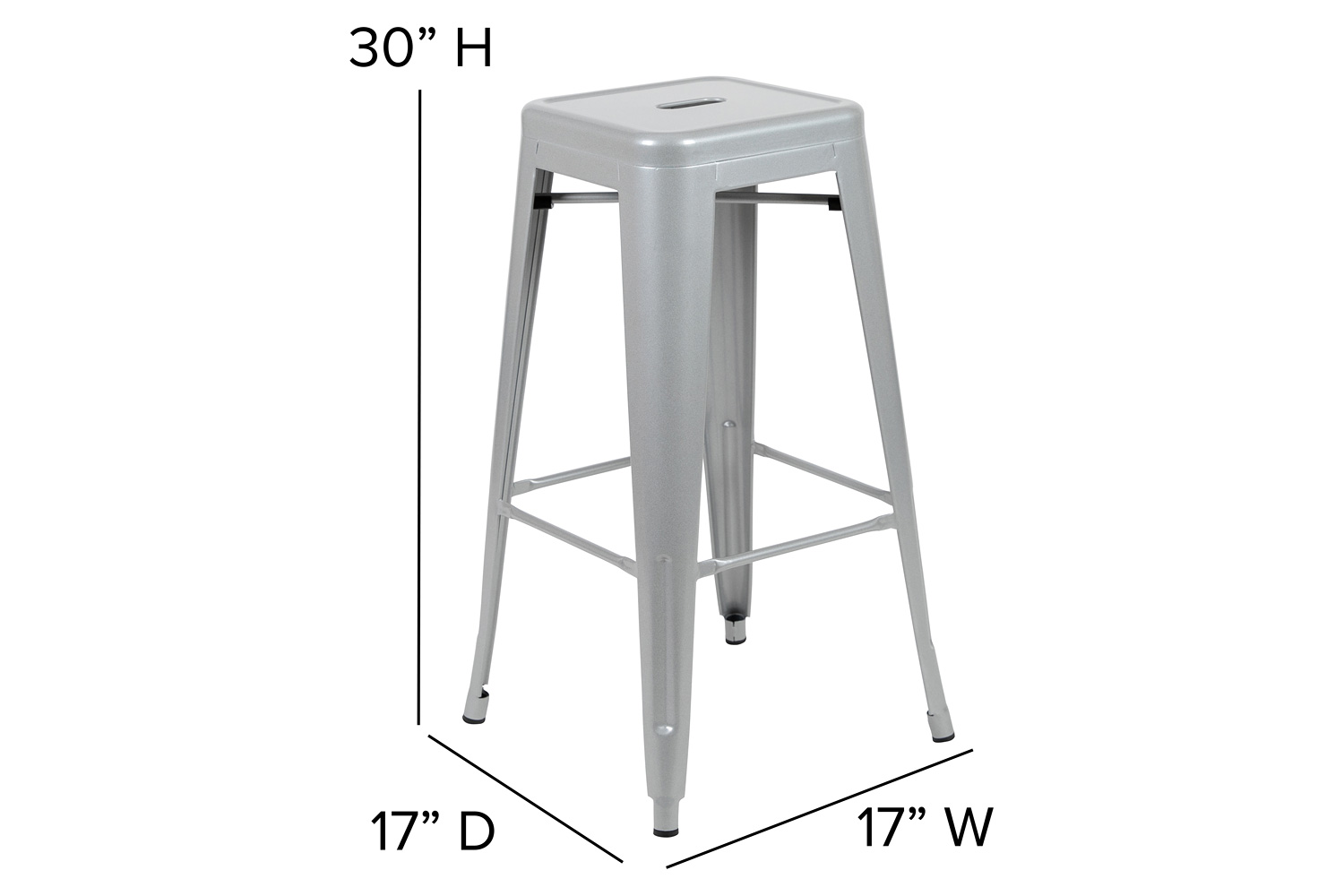 BLNK Cierra Metal Indoor Bar Stool Set of 4 - Silver