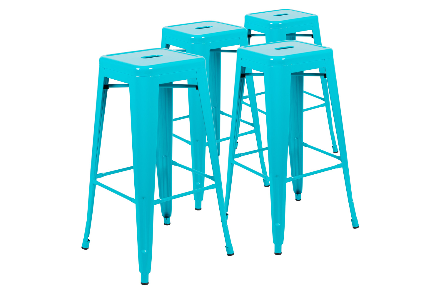 BLNK Cierra Metal Indoor Bar Stool Set of 4 - Teal