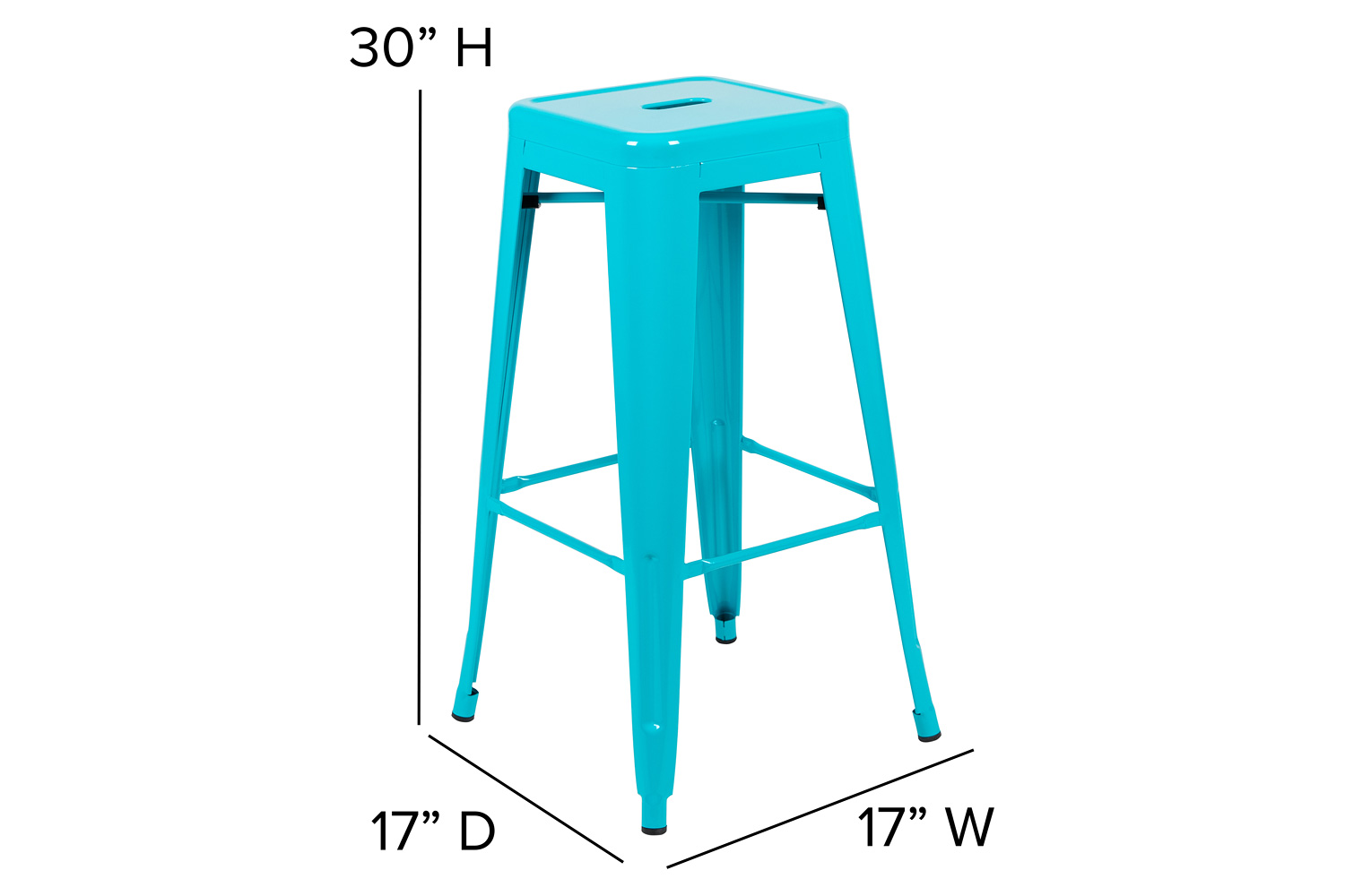 BLNK Cierra Metal Indoor Bar Stool Set of 4 - Teal