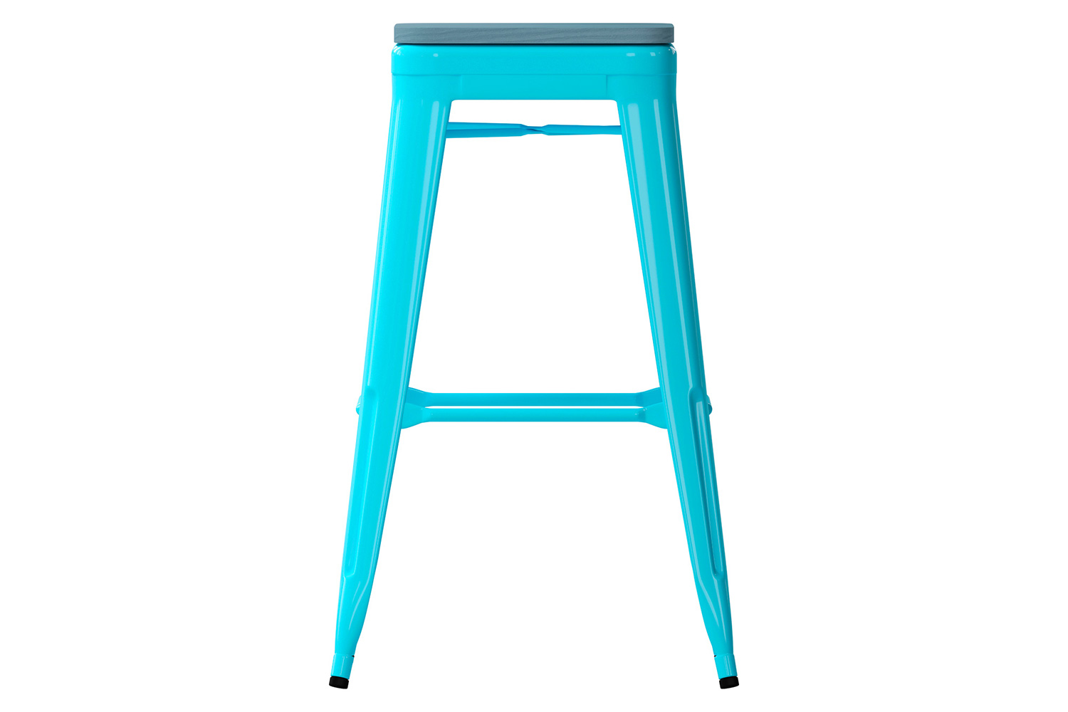 BLNK Cierra Commercial All-Weather Backless Indoor Bar Height Stools with Poly Resin Seats Set of 4 - Teal/Teal Blue