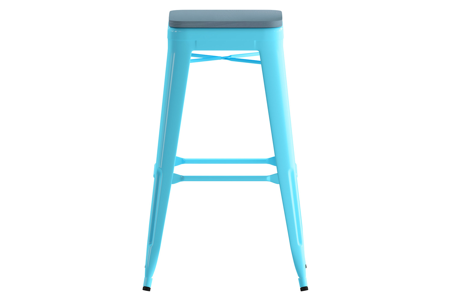 BLNK Cierra Commercial All-Weather Backless Indoor Bar Height Stools with Poly Resin Seats Set of 4 - Teal/Teal Blue