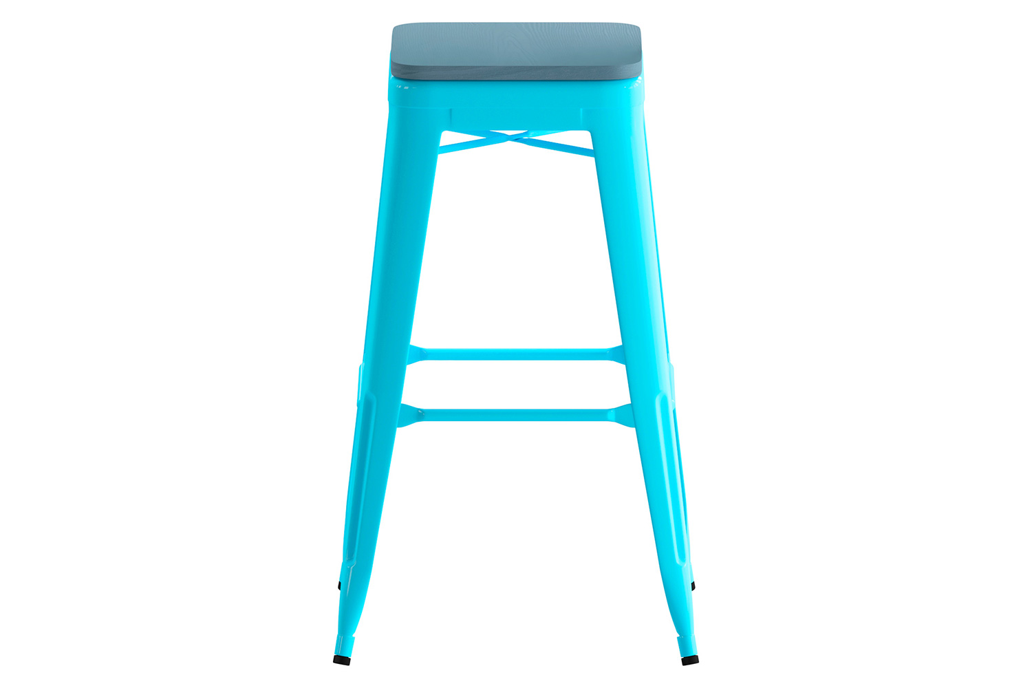 BLNK Cierra Commercial All-Weather Backless Indoor Bar Height Stools with Poly Resin Seats Set of 4 - Teal/Teal Blue