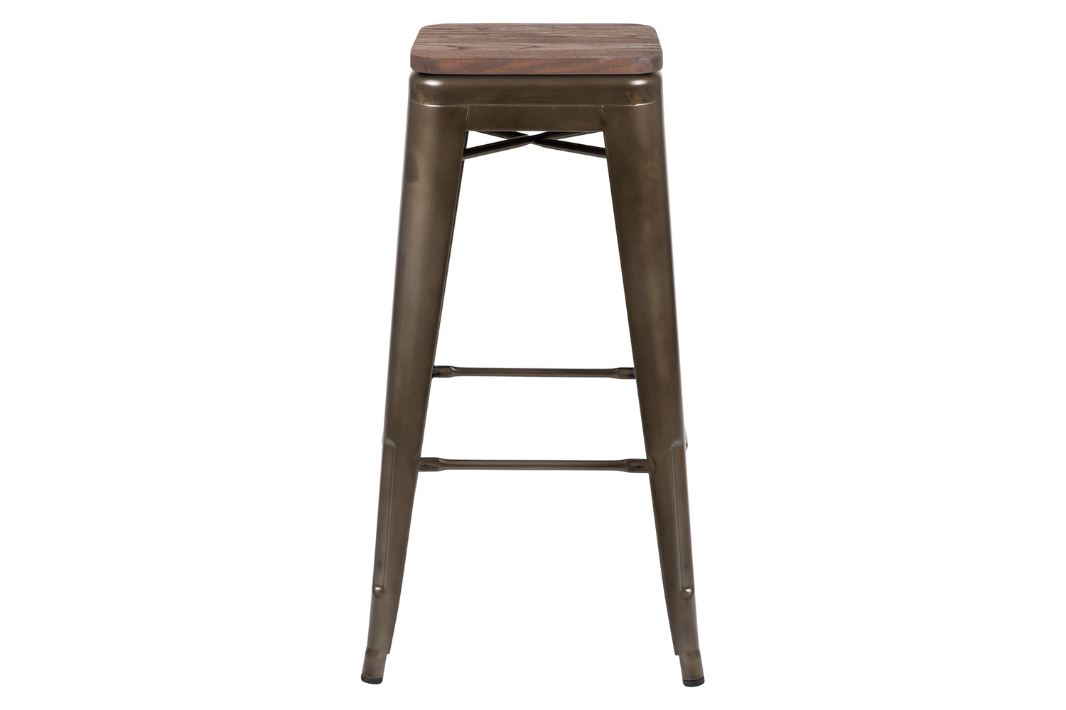 BLNK Cierra Metal Indoor Bar Stool with Wood Seat Set of 4 - Gun Metal Gray