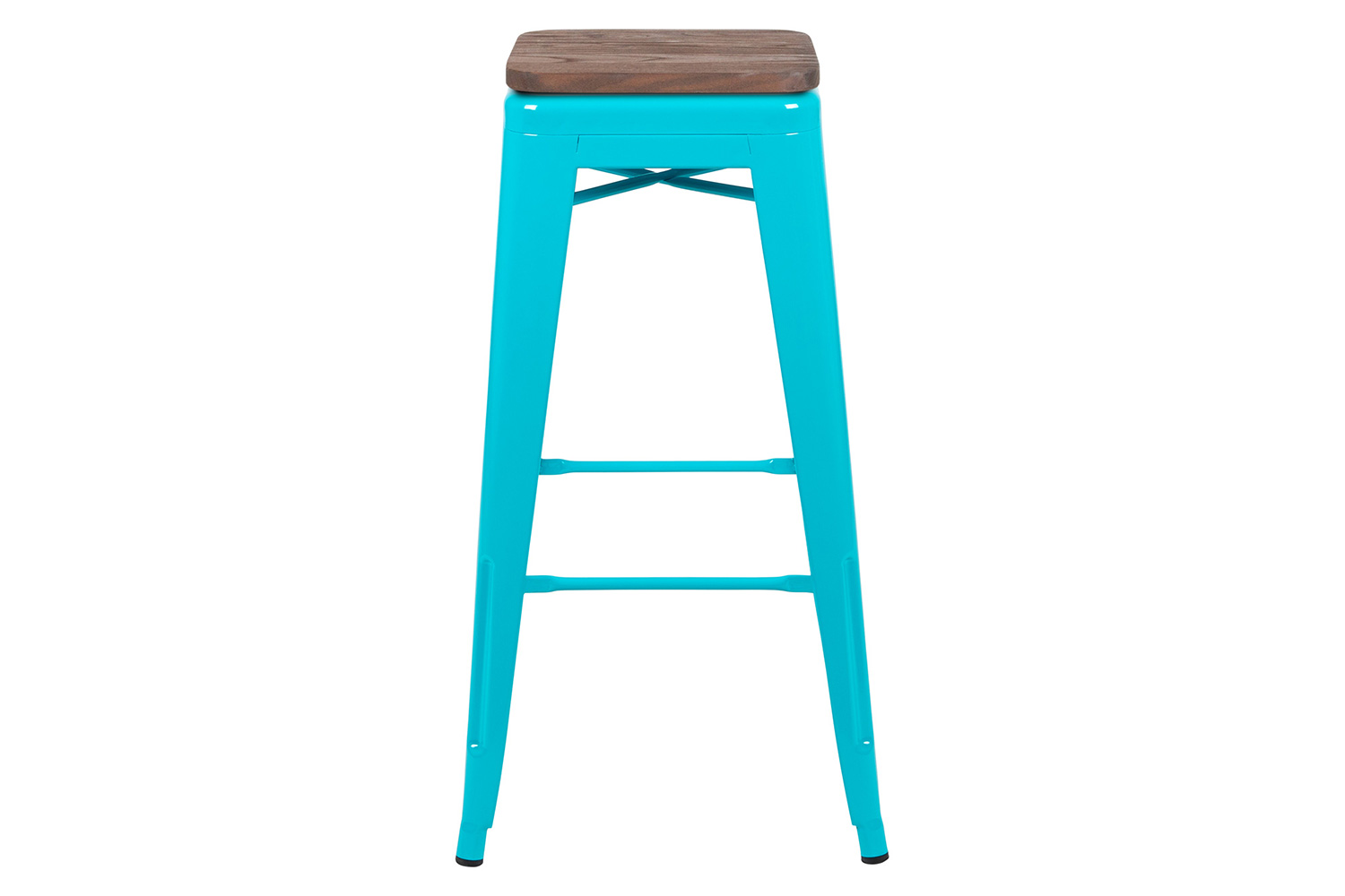 BLNK™ Cierra Metal Indoor Bar Stool with Wood Seat Set of 4 - Teal