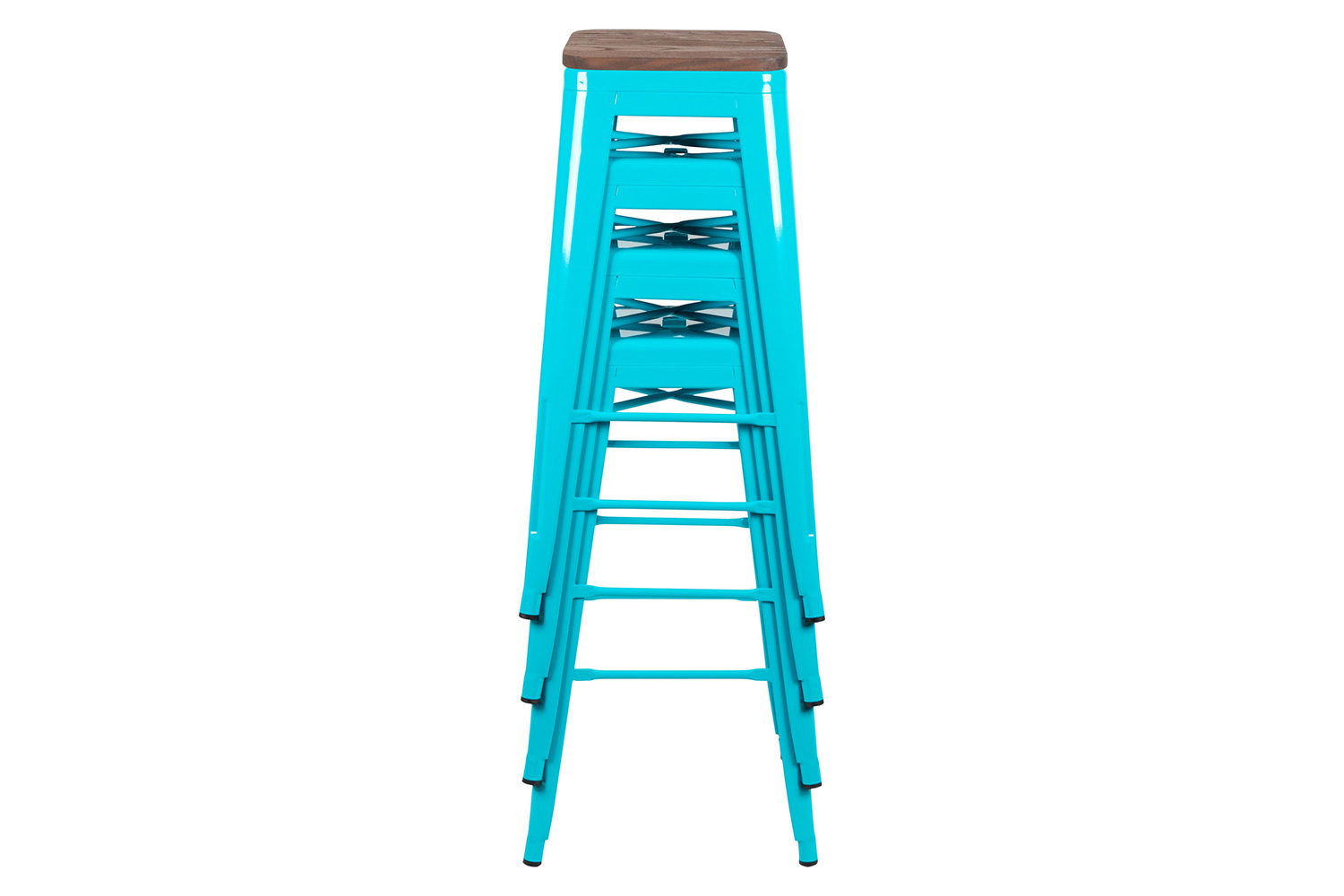 BLNK™ Cierra Metal Indoor Bar Stool with Wood Seat Set of 4 - Teal