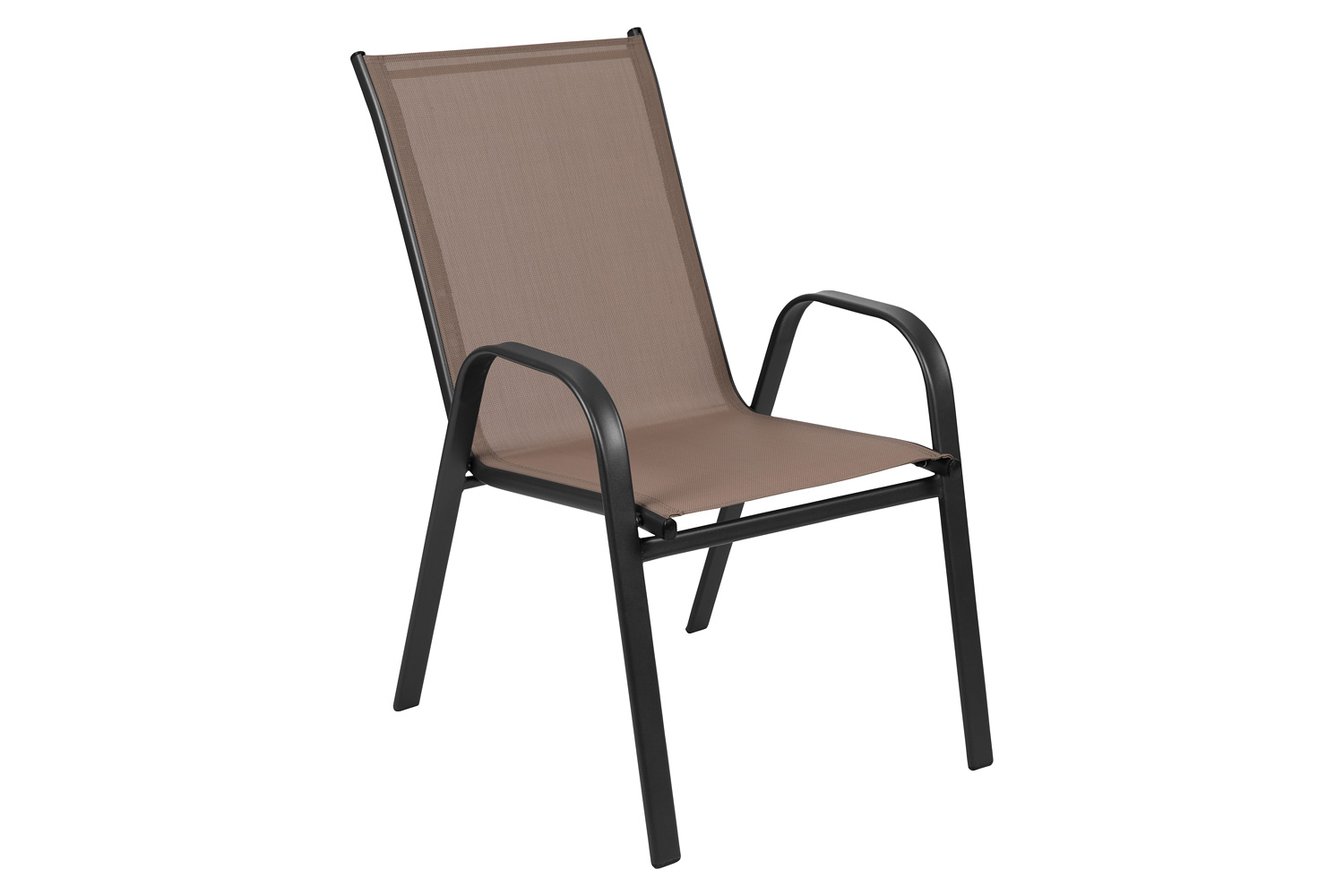 BLNK Brazos Outdoor Stack Chair with Flex Comfort Material and Metal Frame 4 Pack - Brown