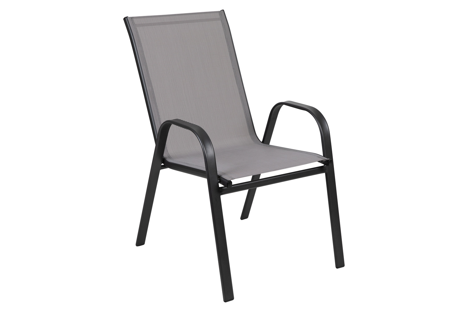 BLNK Brazos Outdoor Stack Chair with Flex Comfort Material and Metal Frame 4 Pack - Gray