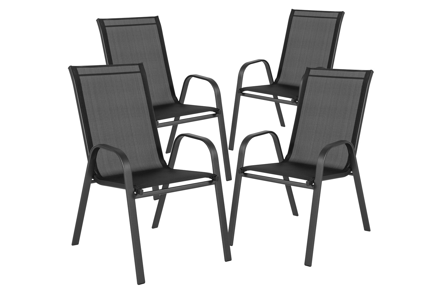 BLNK Brazos Outdoor Stack Chair with Flex Comfort Material and Metal Frame 4 Pack