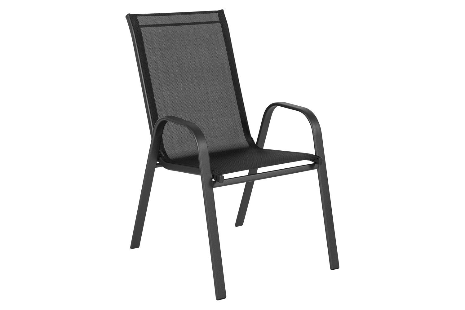 BLNK Brazos Outdoor Stack Chair with Flex Comfort Material and Metal Frame 4 Pack - Black