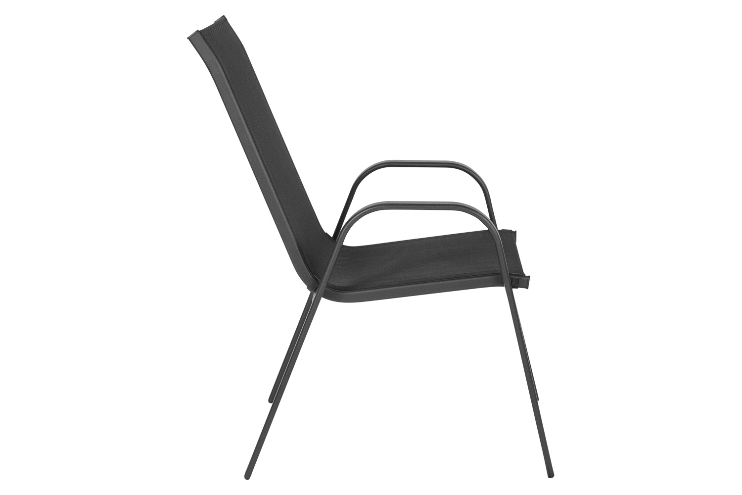 BLNK Brazos Outdoor Stack Chair with Flex Comfort Material and Metal Frame 4 Pack - Black