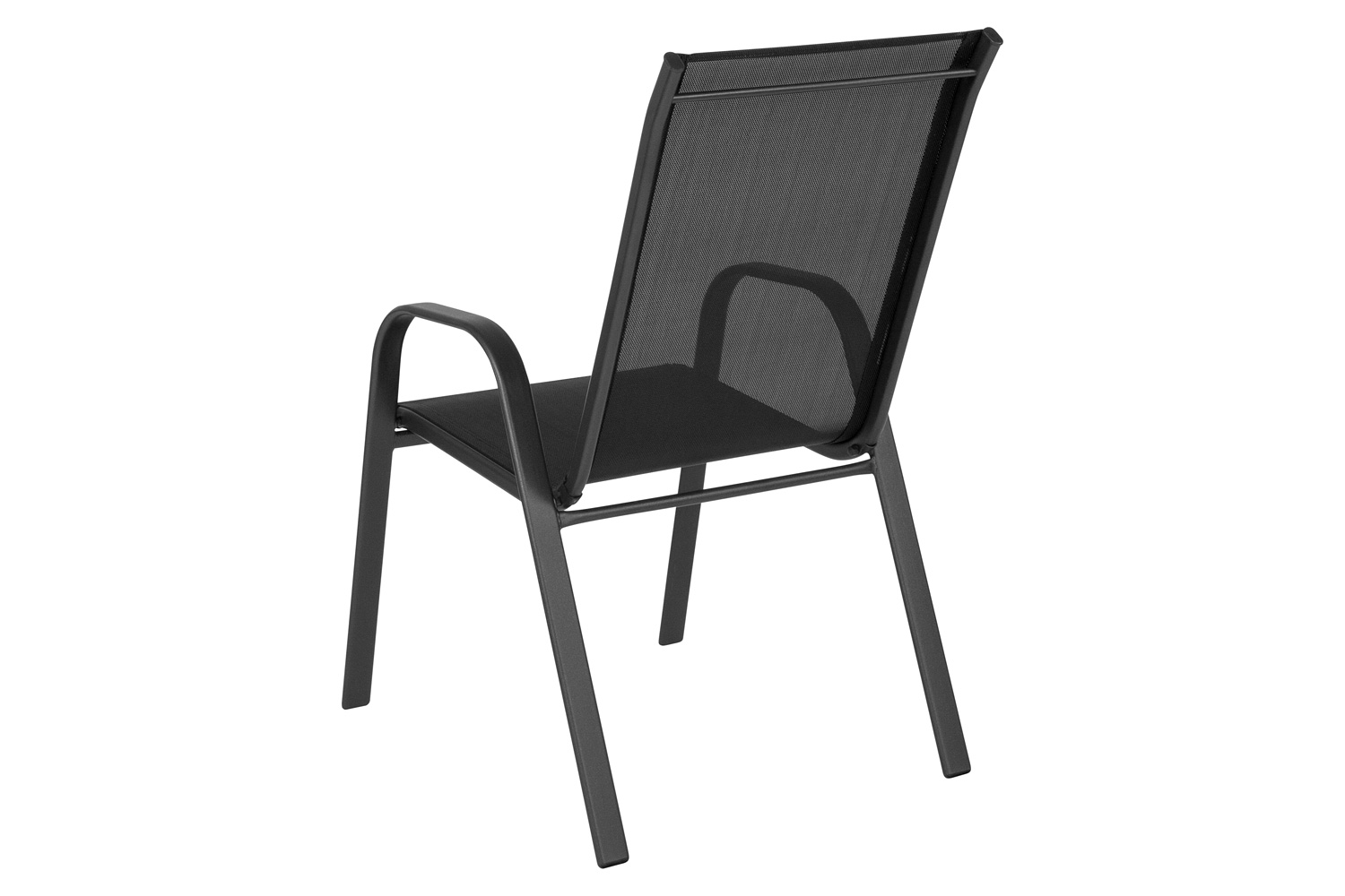 BLNK Brazos Outdoor Stack Chair with Flex Comfort Material and Metal Frame 4 Pack - Black