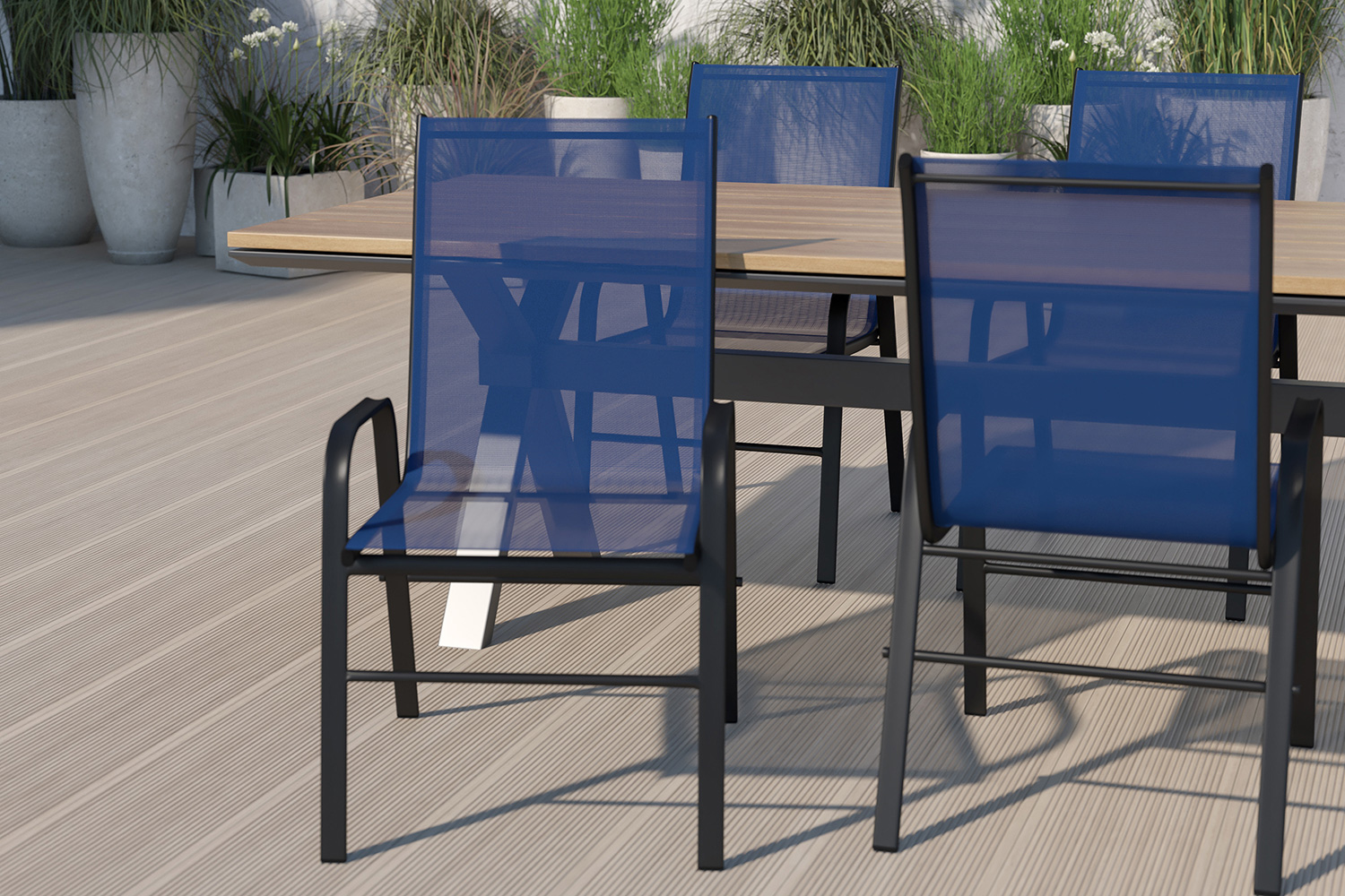 BLNK Brazos Outdoor Stack Chair with Flex Comfort Material and Metal Frame 4 Pack