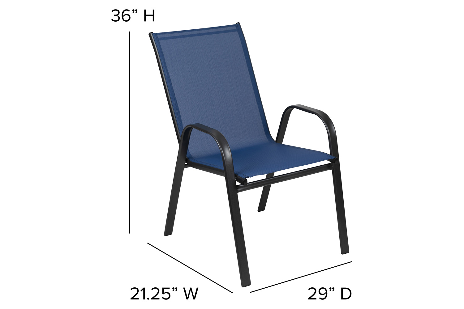 BLNK Brazos Outdoor Stack Chair with Flex Comfort Material and Metal Frame 4 Pack - Navy