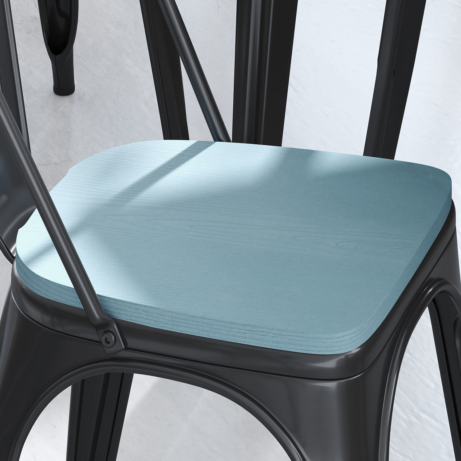 BLNK™ Perry Poly Resin Wood Seat with Rounded Edges for Colorful Metal Chairs and Stools Set of 4 - Teal/Blue