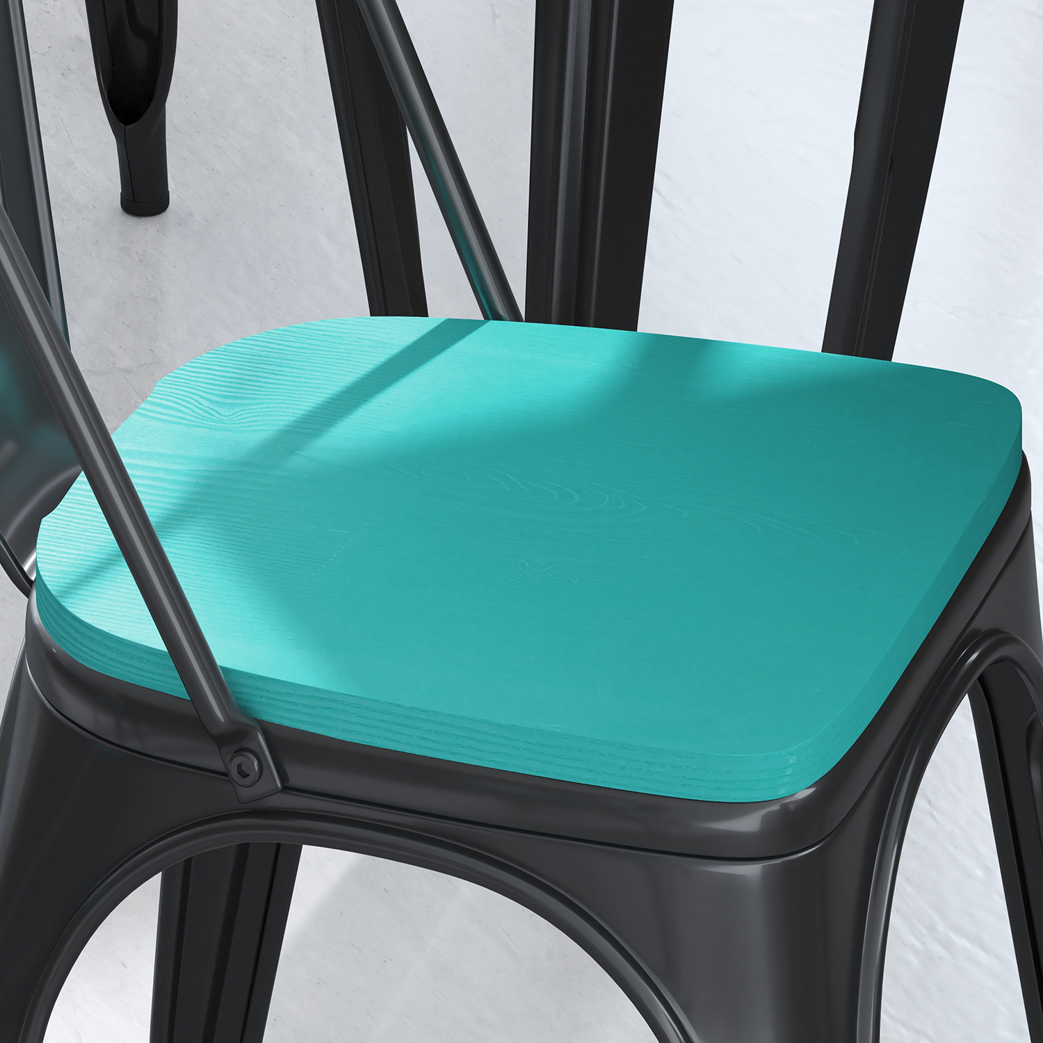 BLNK™ Perry Poly Resin Wood Seat with Rounded Edges for Colorful Metal Chairs and Stools Set of 4 - Mint