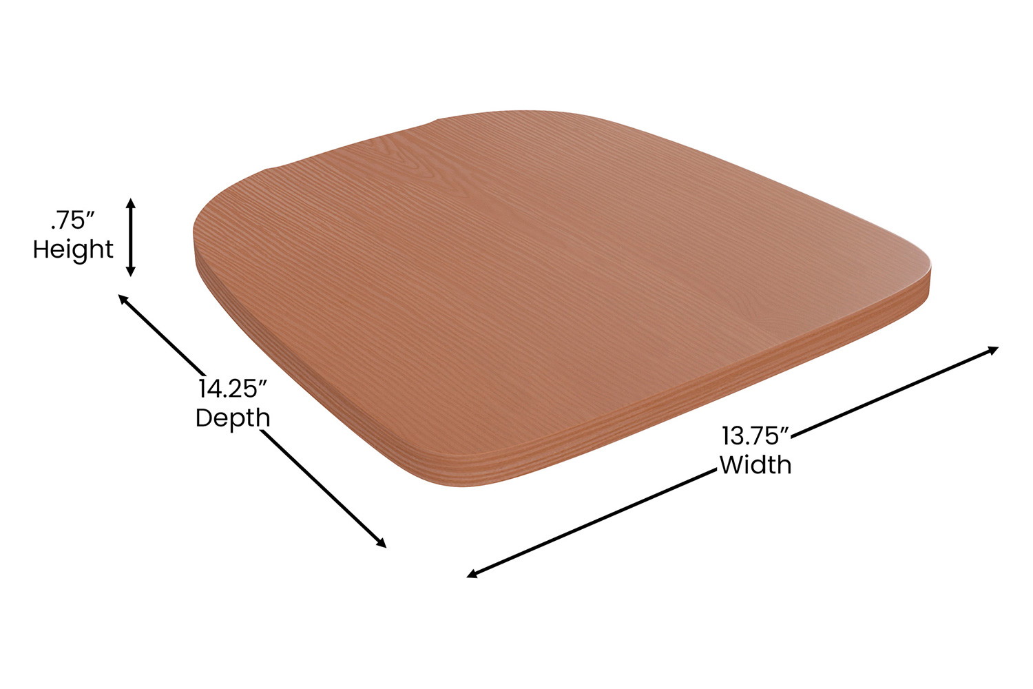 BLNK™ Perry Poly Resin Wood Seat with Rounded Edges for Colorful Metal Chairs and Stools Set of 4 - Teak