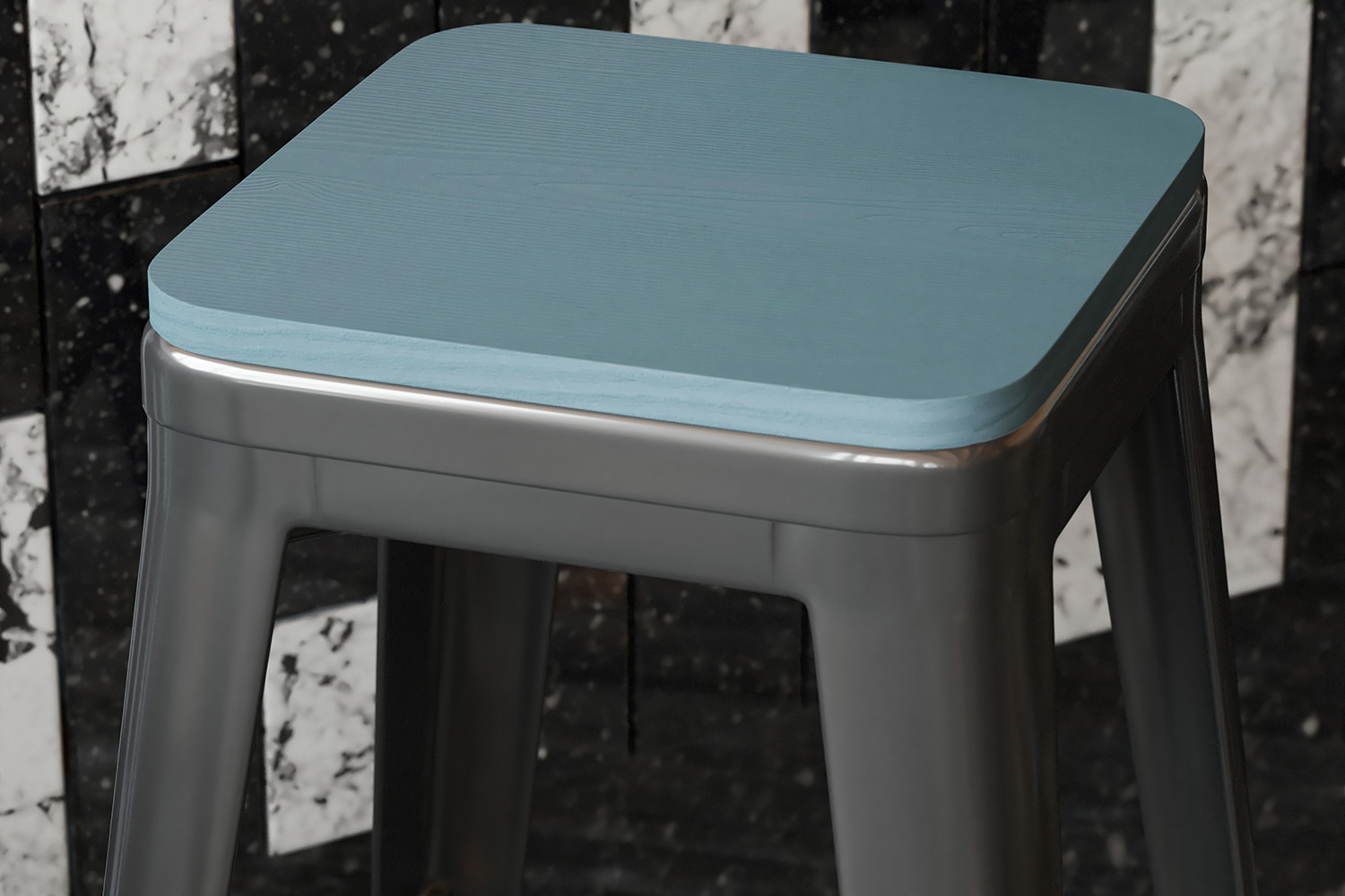 BLNK Perry Square Poly Resin Wood Seat with Rounded Edges for Colorful Metal Bar Stools