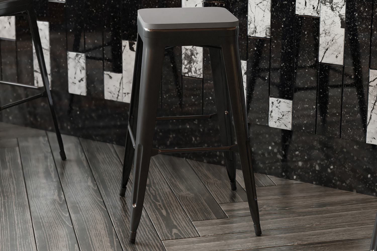 BLNK Perry Square Poly Resin Wood Seat with Rounded Edges for Colorful Metal Bar Stools - Gray