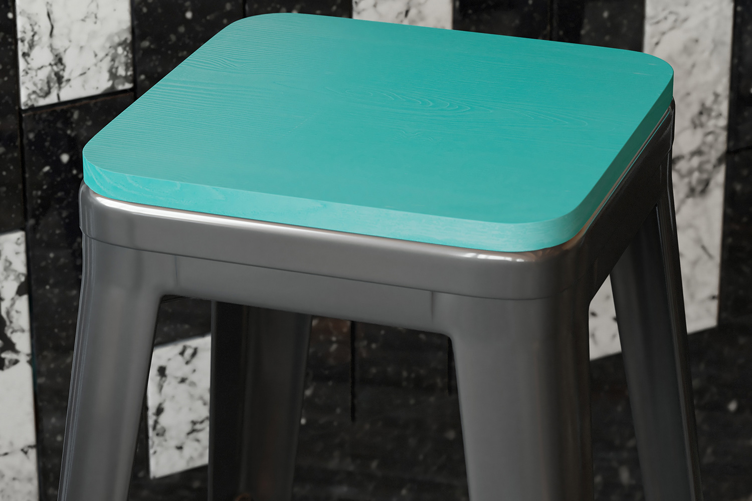 BLNK Perry Square Poly Resin Wood Seat with Rounded Edges for Colorful Metal Bar Stools